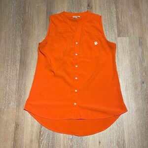 UG Apparel Clemson Tigers Orange Sleeveless Button Up Shirt‎ - Women's M EUC